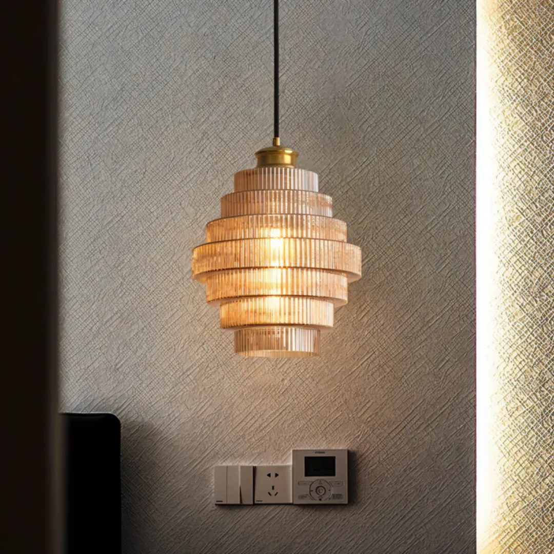 Retro Pendant Lamp – Glass and Brass, Modern Design for Living Room or Dining Room