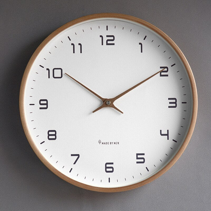 Wall Clock in Wood – Natural Wood Look, Minimalist Design for Living Room or Bedroom
