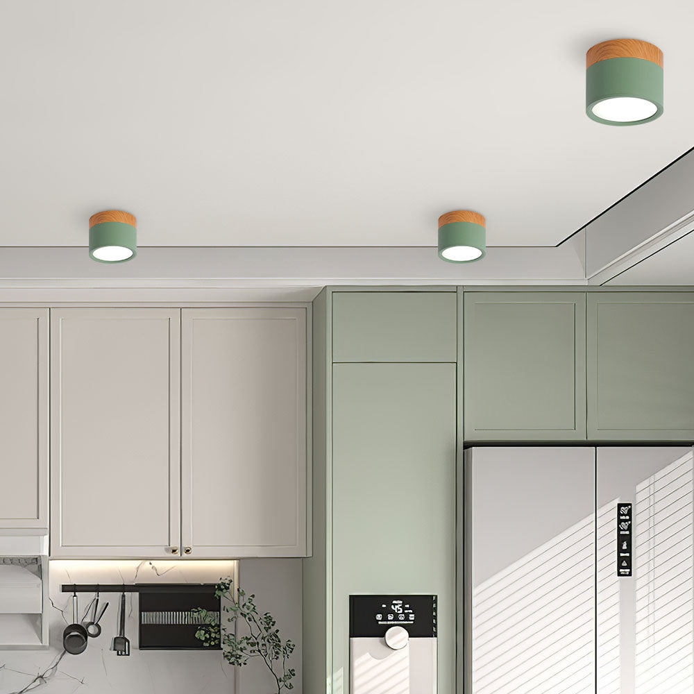 Ceiling Lamp – Aluminum with Wood Accent, Modern Design for the Entryway, Dining Room, or Living Room