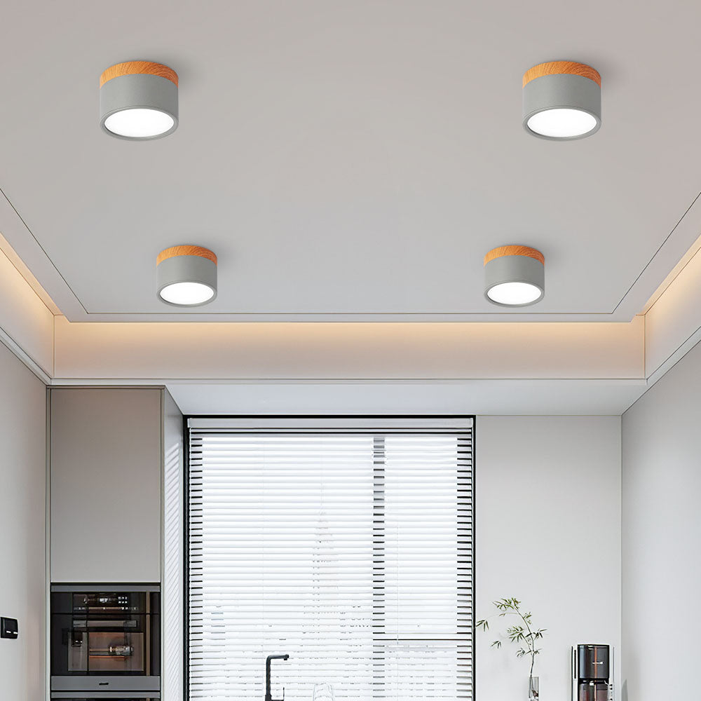 Ceiling Lamp – Aluminum with Wood Accent, Modern Design for the Entryway, Dining Room, or Living Room