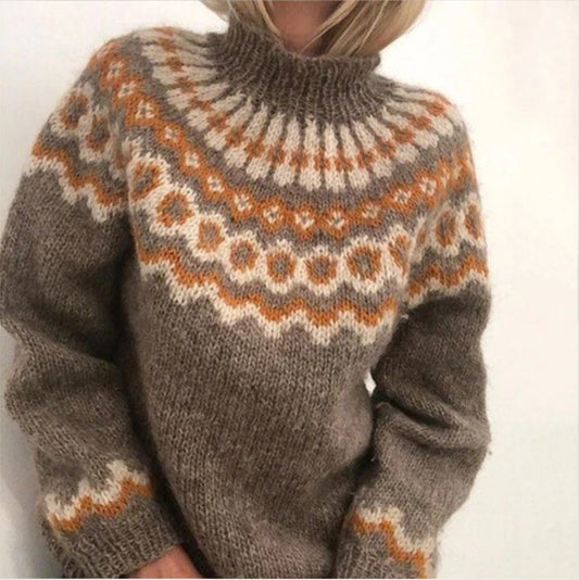 Ladies Knitted Winter Sweater - Wool-Cashmere, Warm Wool Sweater for Cold Days
