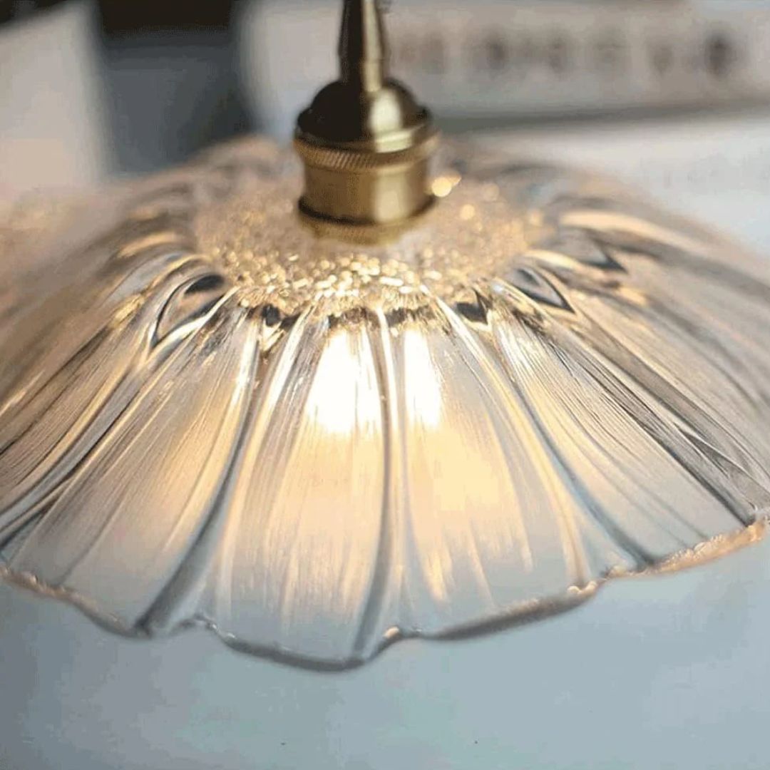 Ceiling Lamp – Deep Red Glass, Flower Shape for Dining Table or Living Room Decoration
