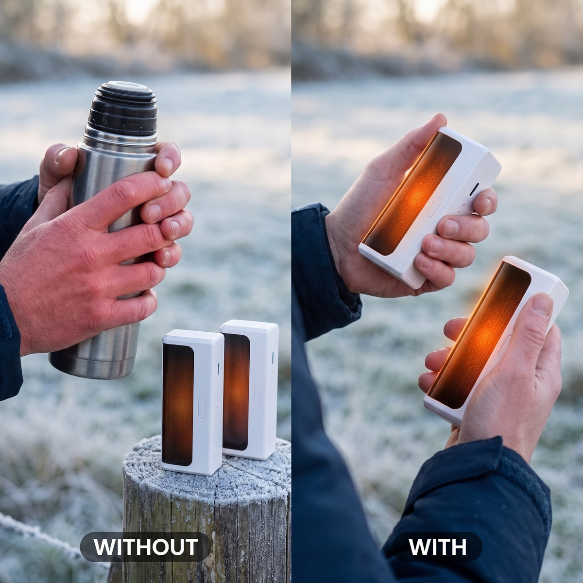 Håndvarmere 2 Stk. i Aluminium - Dobbeltsidet Varme, 6000 mAh