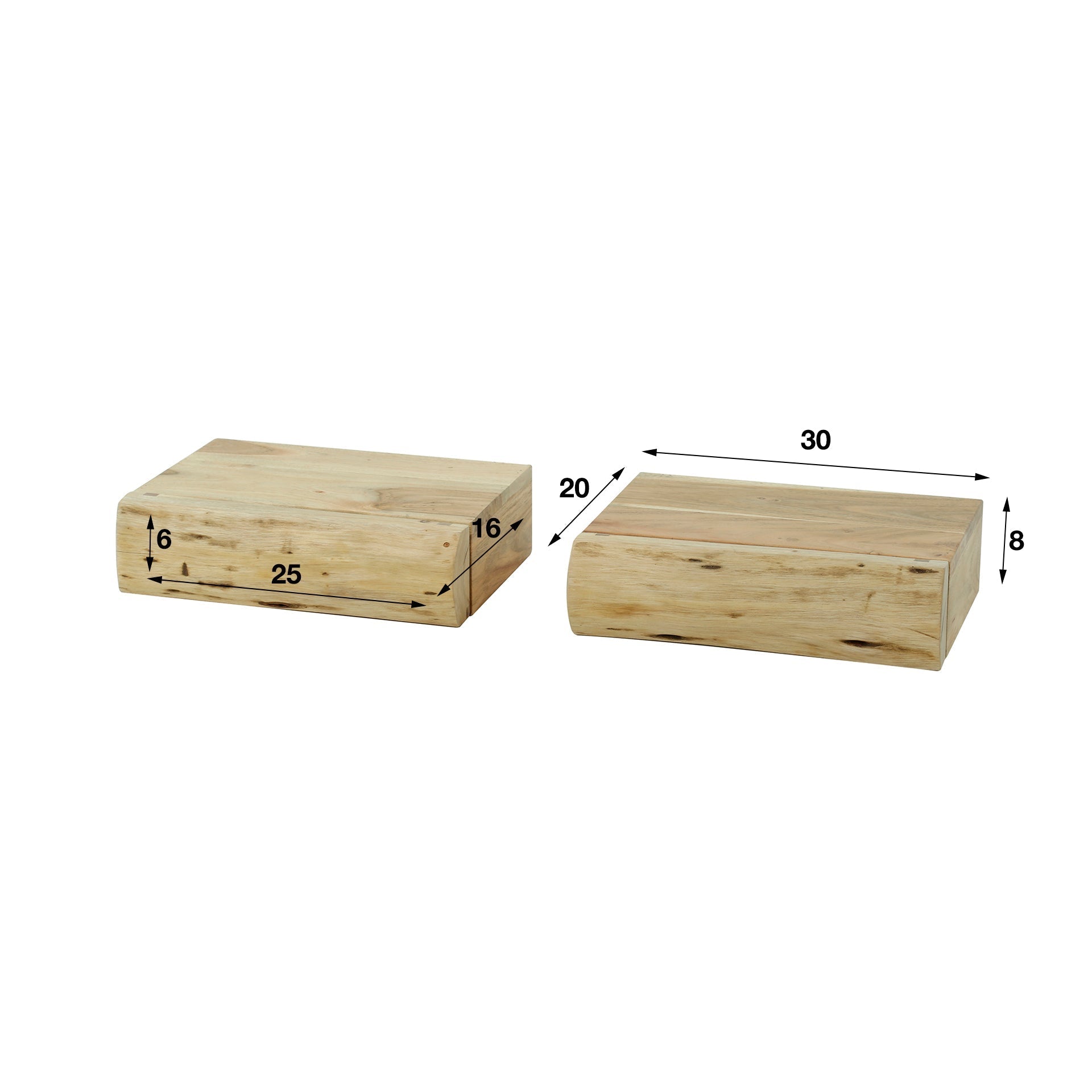 Wall Shelf – Acacia Wood, Compact Modern Design for the Bedroom or Guest Room