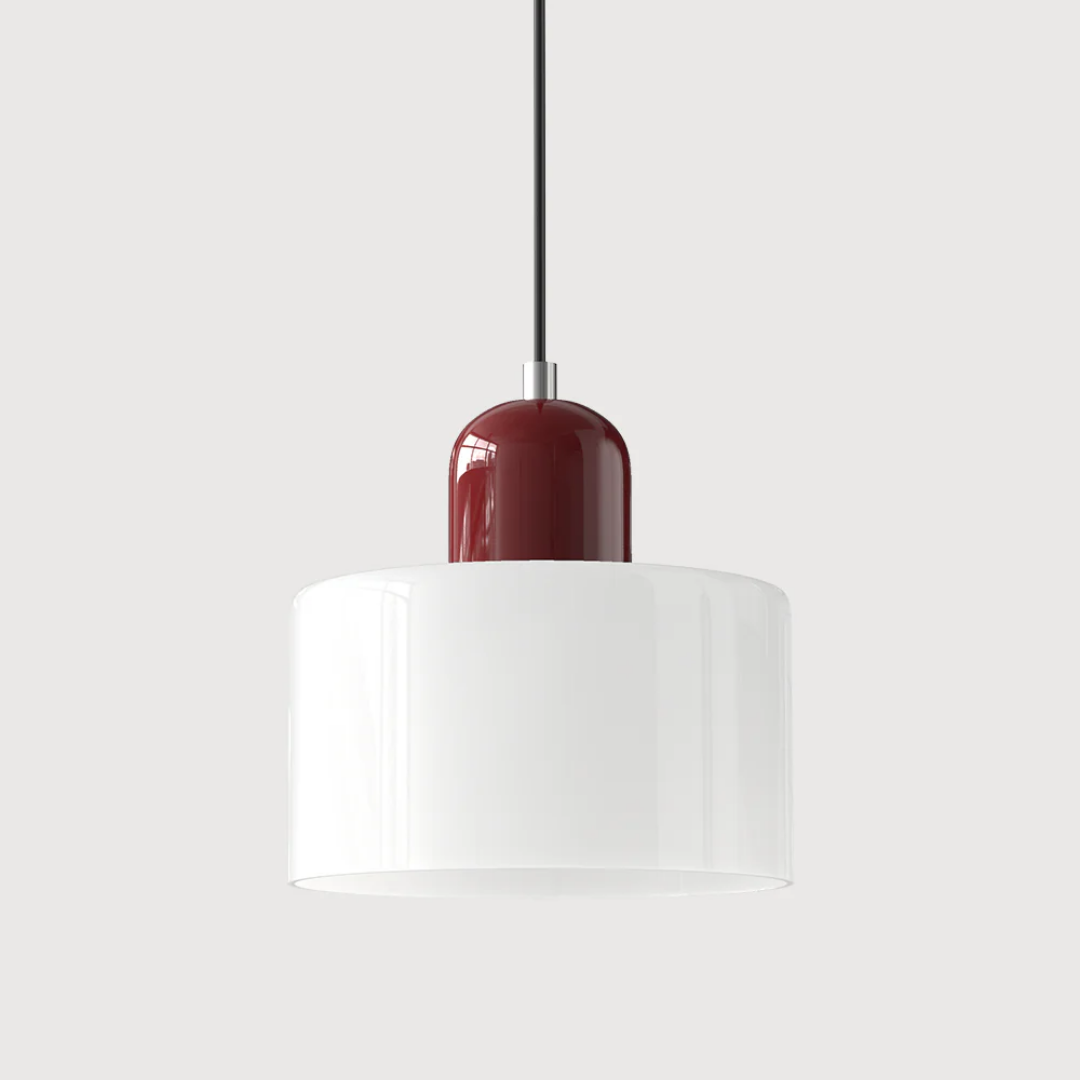 Retro Pendant Light – Dark Green and Orange Glass for a Dining Table or Reading Nook with Adjustable Hanging Length