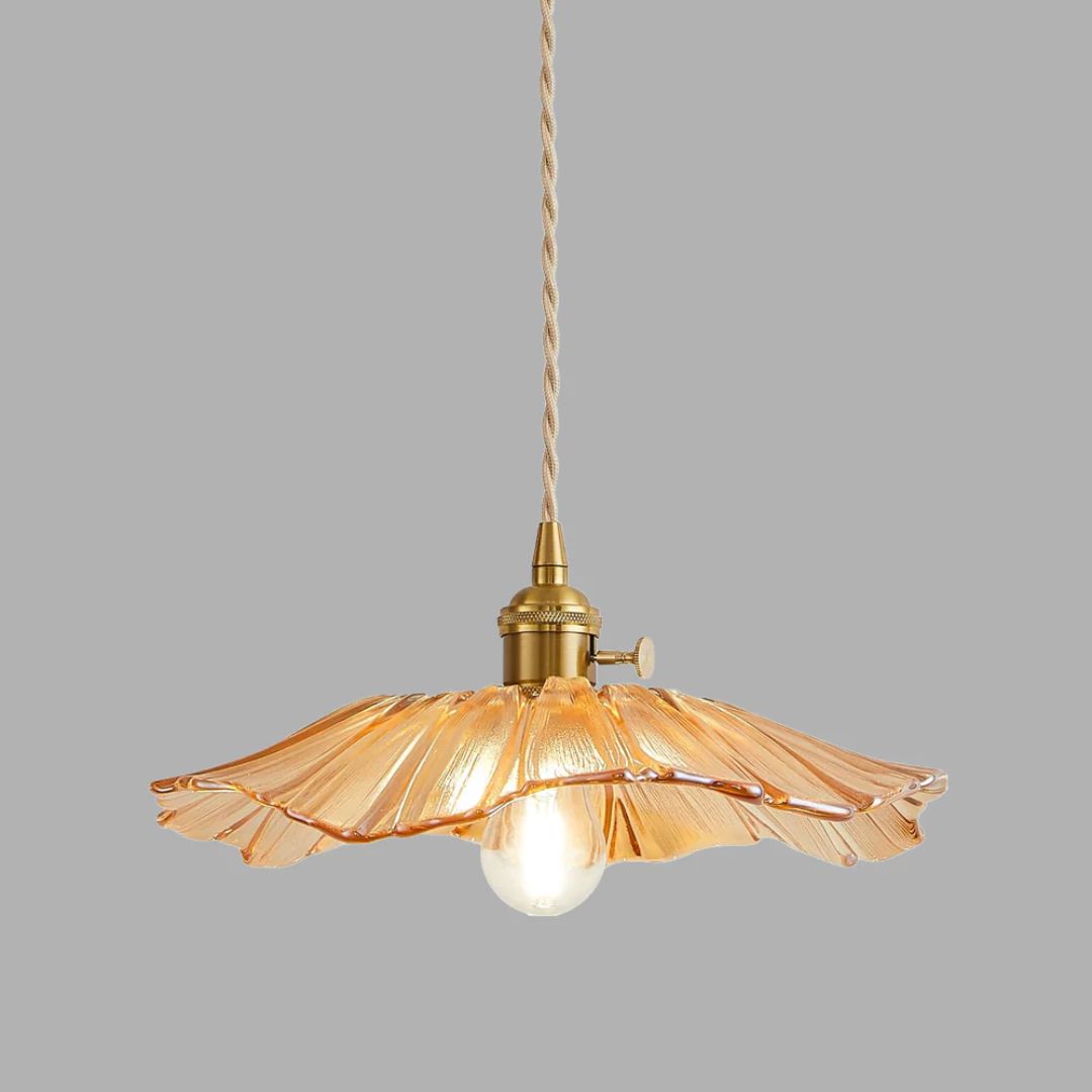 Ceiling Lamp – Deep Red Glass, Flower Shape for Dining Table or Living Room Decoration