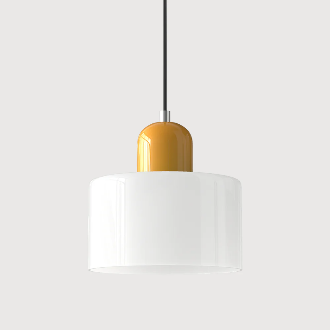 Retro Pendant Light – Dark Green and Orange Glass for a Dining Table or Reading Nook with Adjustable Hanging Length
