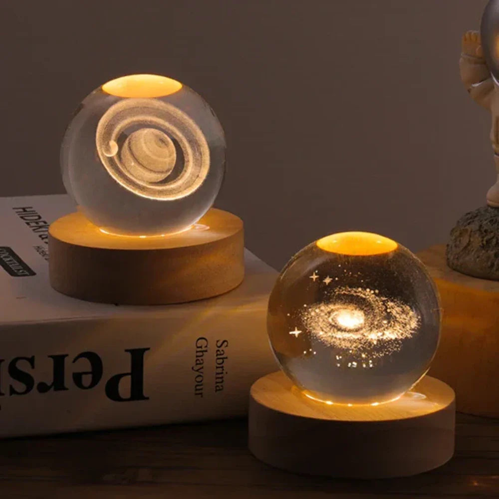 Luminous Crystal Bal – Glas, Varm Hvid Belysning til Soveværelse eller Stue Dekoration