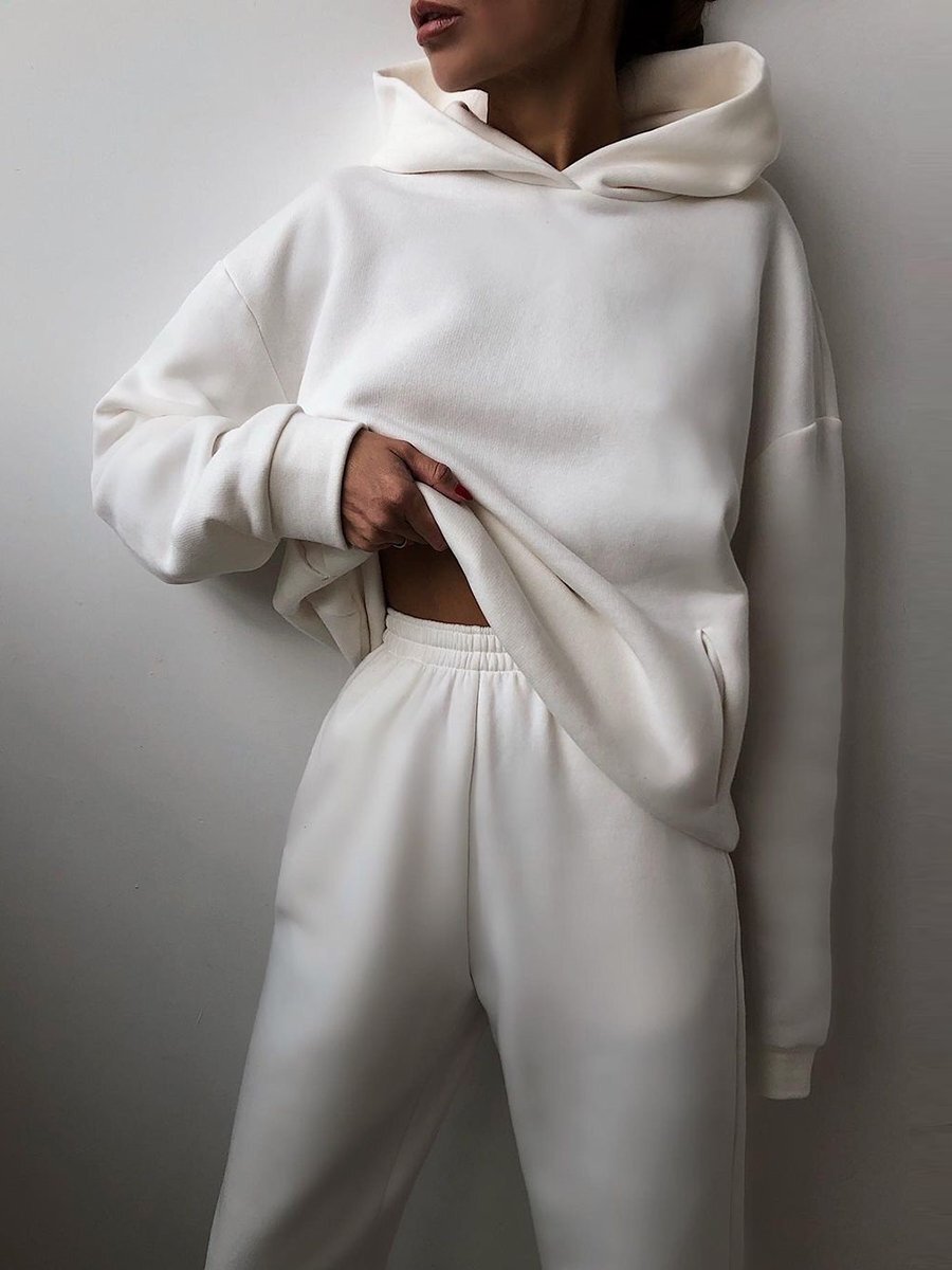 Ladies Oversized 2-Piece Jogging Suit - Hoodie with hood & sweatpants, home suit for loungewear and streetwear
