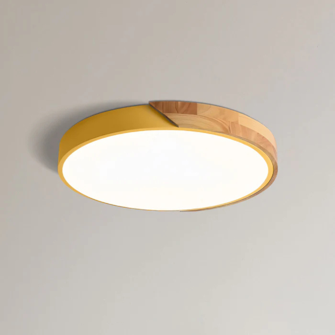 Scandinavian Wood LED Ceiling Lamp – Natural Wood, Modern Design for Bedroom or Living Room