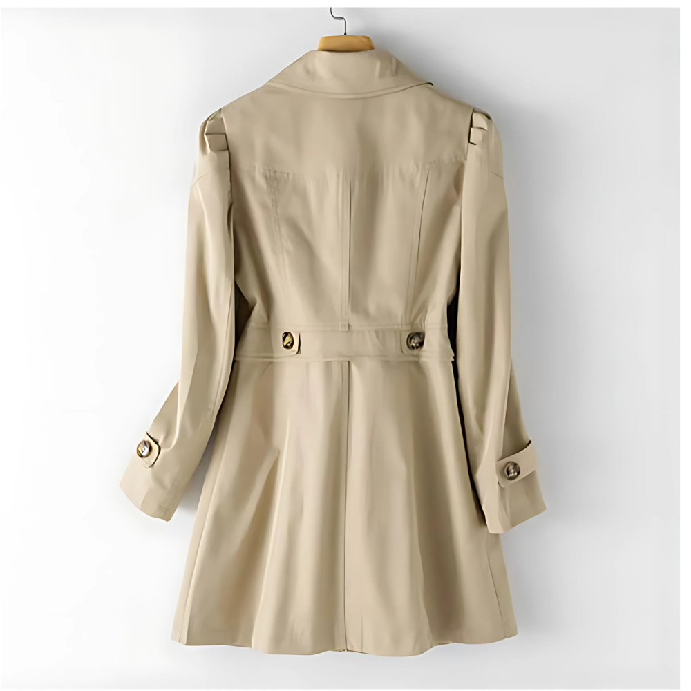 Dame Trenchcoat i Klassisk Snit med Dobbelt Knapning