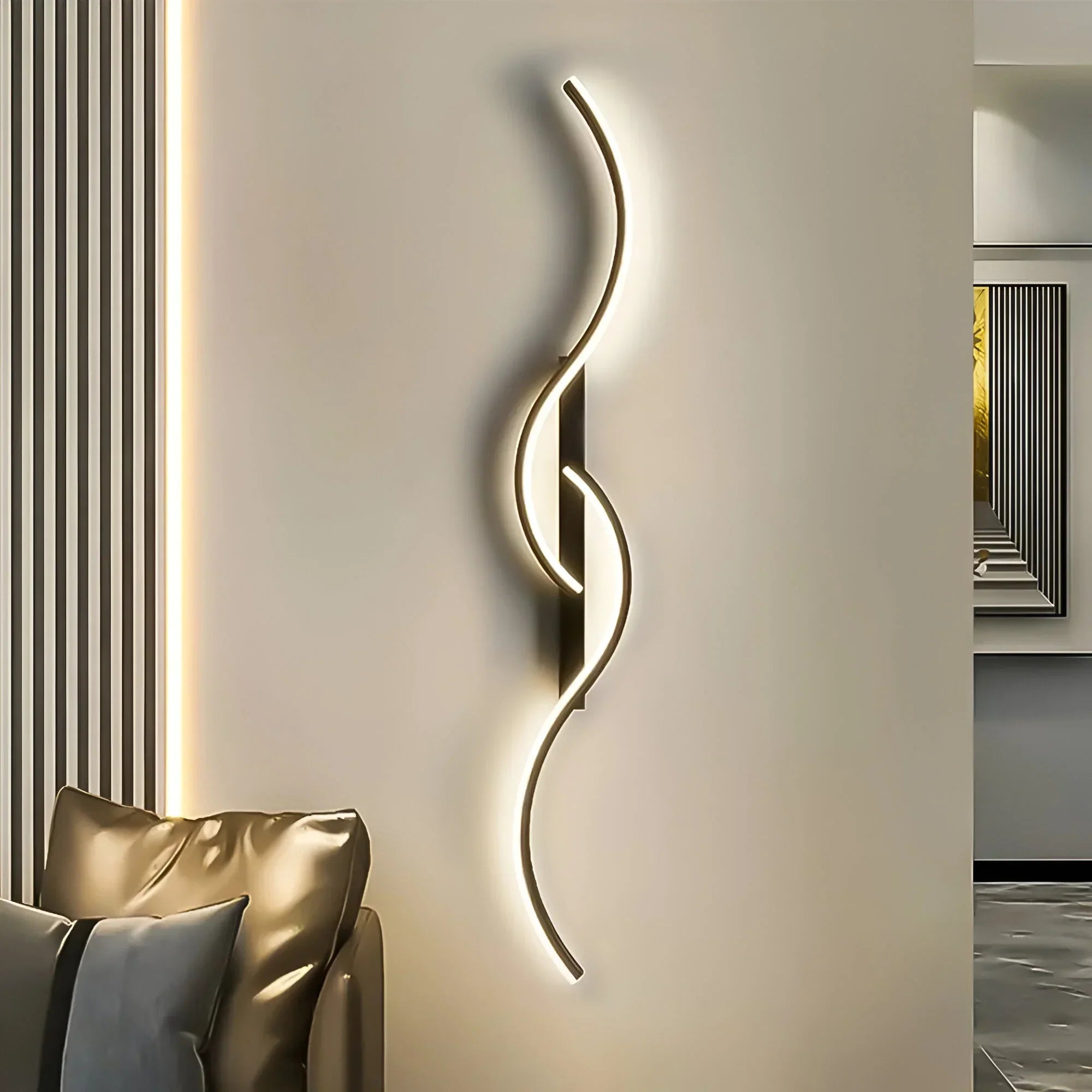 Modern LED wall lamp – aluminum and acrylic, curved design for living room, bedroom, or office