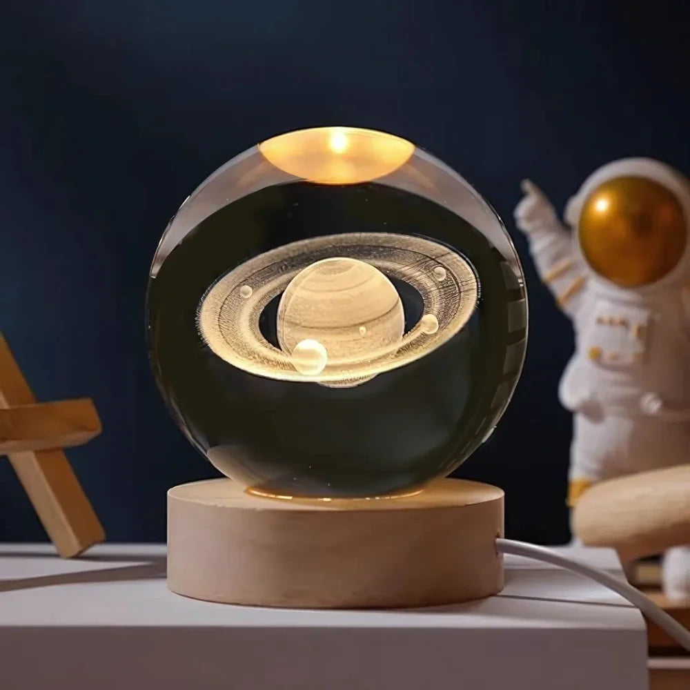 Luminous Crystal Bal – Glas, Varm Hvid Belysning til Soveværelse eller Stue Dekoration