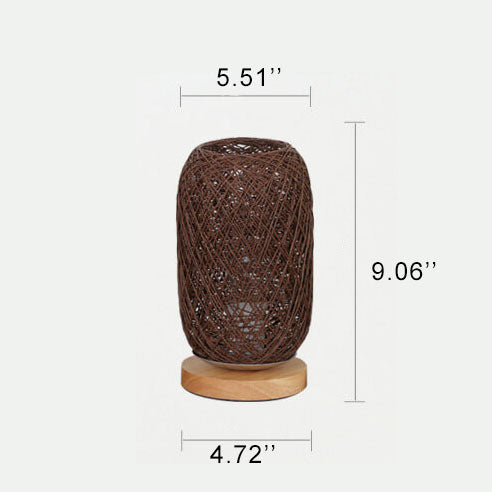 Bordlampe i Rattan og Træ – Industrielt Japandi-Design