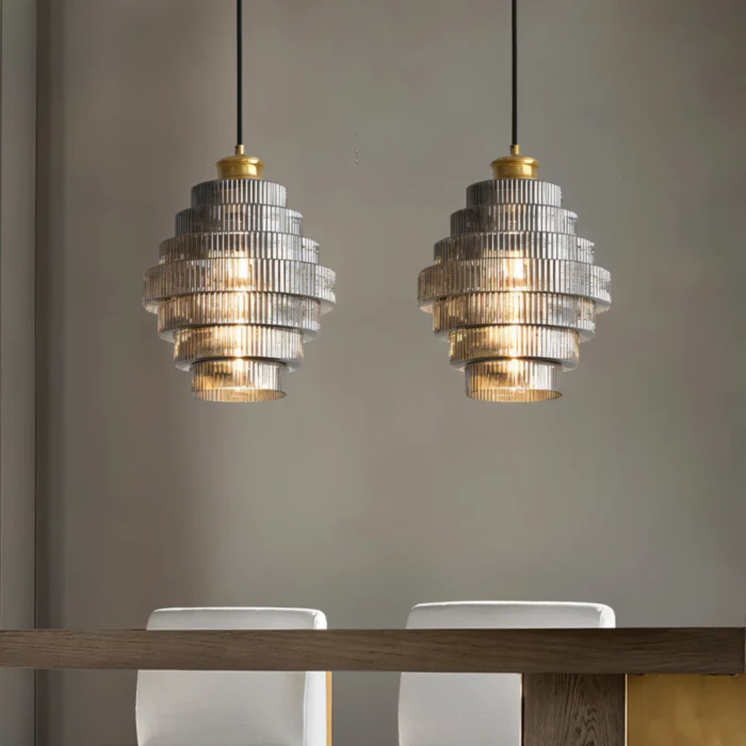 Retro Pendant Lamp – Glass and Brass, Modern Design for Living Room or Dining Room