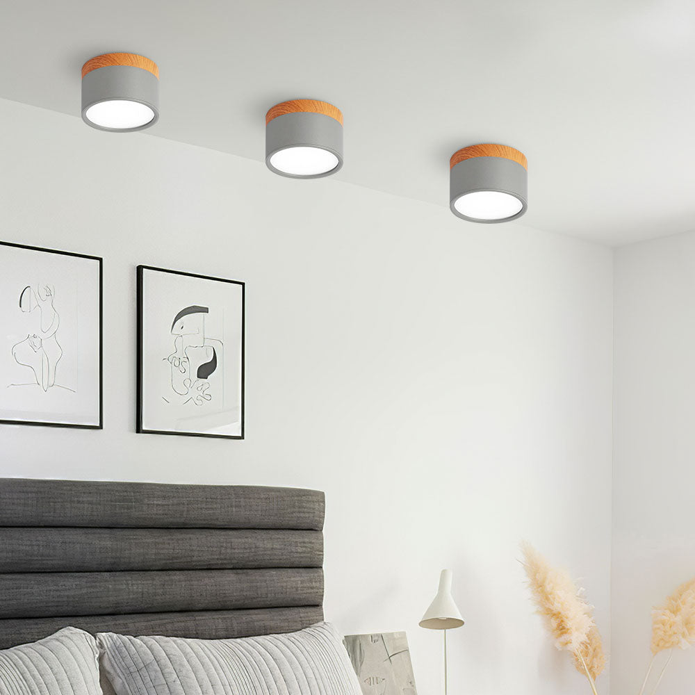 Ceiling Lamp – Aluminum with Wood Accent, Modern Design for the Entryway, Dining Room, or Living Room