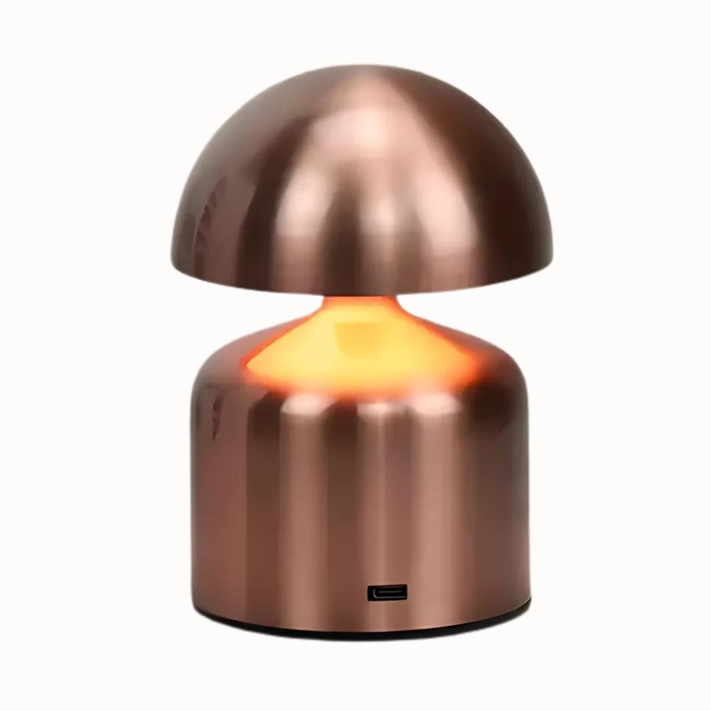Rechargeable Table Lamp – Retro Mushroom Shape, Metal Finish for Bedroom or Living Room