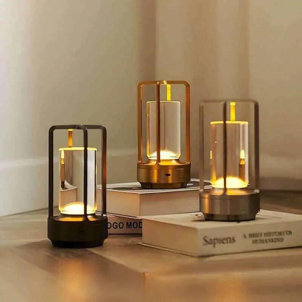 Trådløs bordlampe – sort metal, minimalistisk design til indendørs og udendørs dekoration