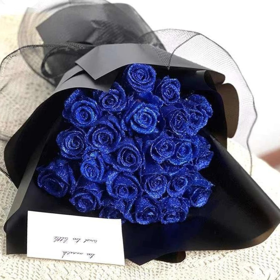Glitterroser Kunstige Dekorationsblomster - Skinnende Rose til Boligindretning