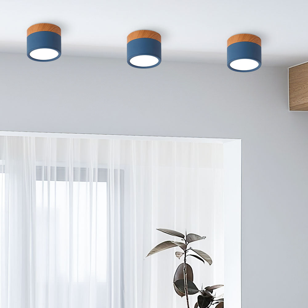 Ceiling Lamp – Aluminum with Wood Accent, Modern Design for the Entryway, Dining Room, or Living Room