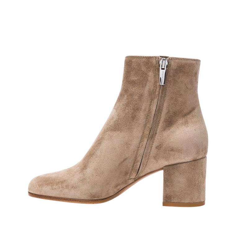 Dames Blokhak Enkellaarsjes – Beige Suède, Handgemaakt, Herfst/Winter