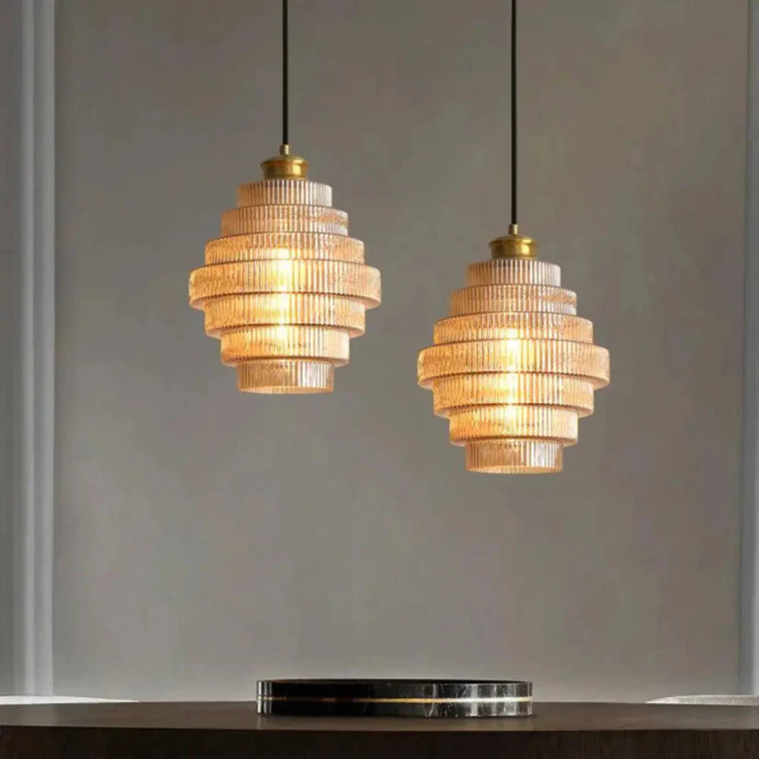 Retro Pendant Lamp – Glass and Brass, Modern Design for Living Room or Dining Room