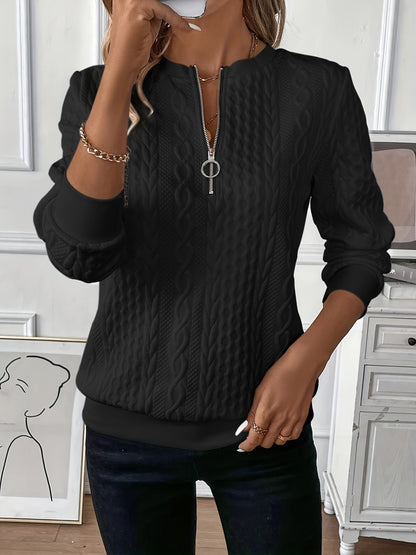 Basic Zip Sweater til kvinder - Langærmet sweater med lynlås til afslappet hverdagsbrug