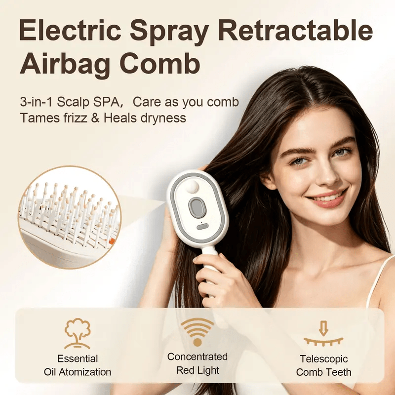 Hair Care Comb – With Red Light and Spray Function for Home or On the Go