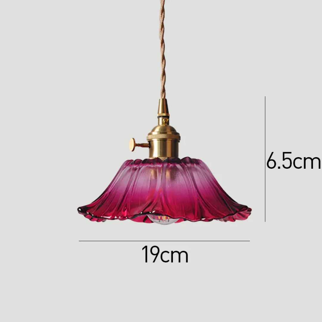 Ceiling Lamp – Deep Red Glass, Flower Shape for Dining Table or Living Room Decoration