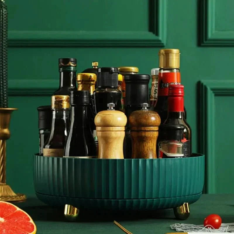 360° Rotating Organizer – White Plastic, Space-Saving Organizer for Kitchen, Bathroom, or Office