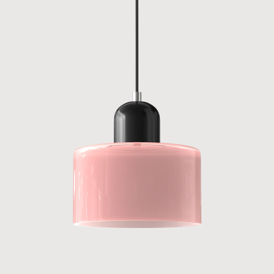 Retro Pendant Light – Dark Green and Orange Glass for a Dining Table or Reading Nook with Adjustable Hanging Length