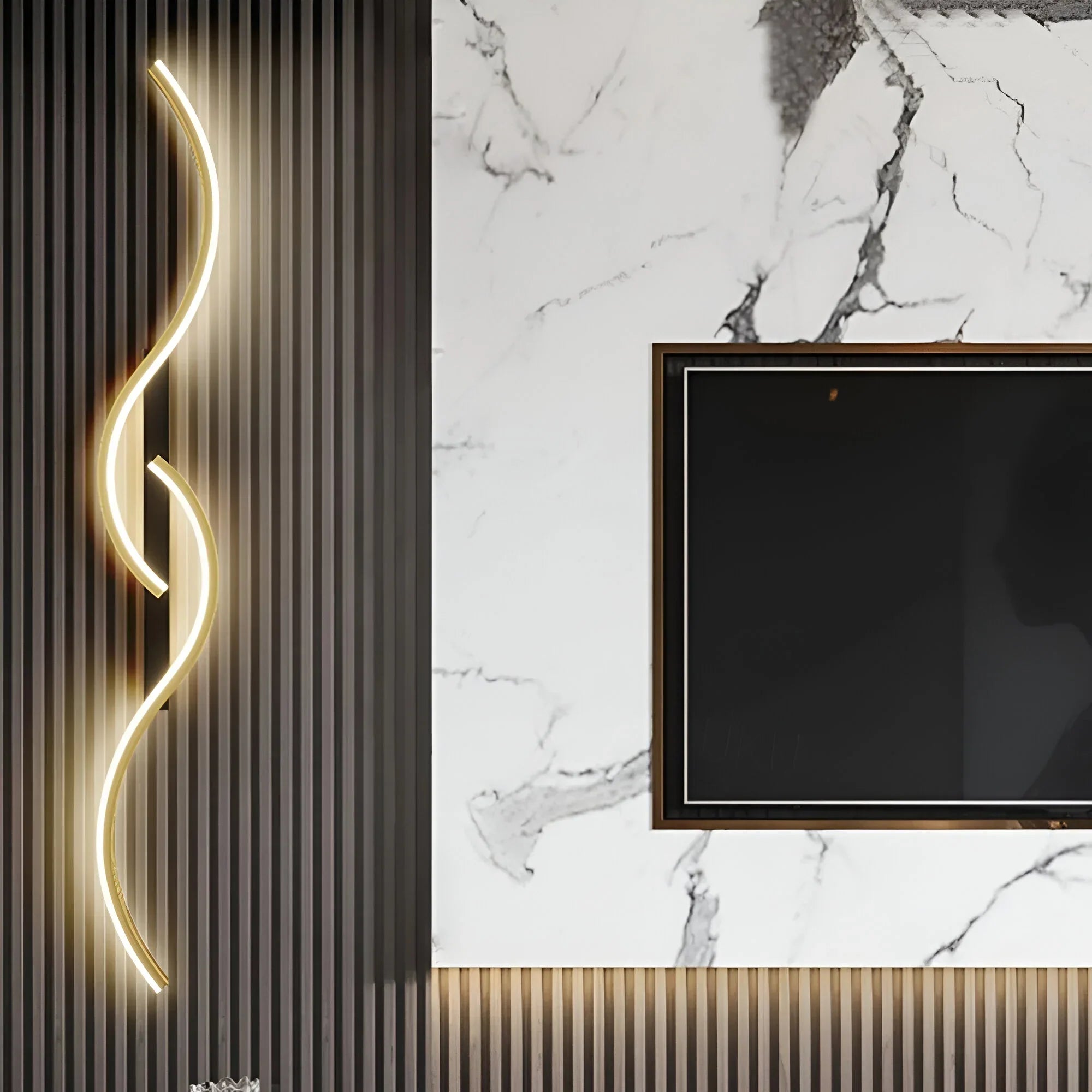 Modern LED wall lamp – aluminum and acrylic, curved design for living room, bedroom, or office