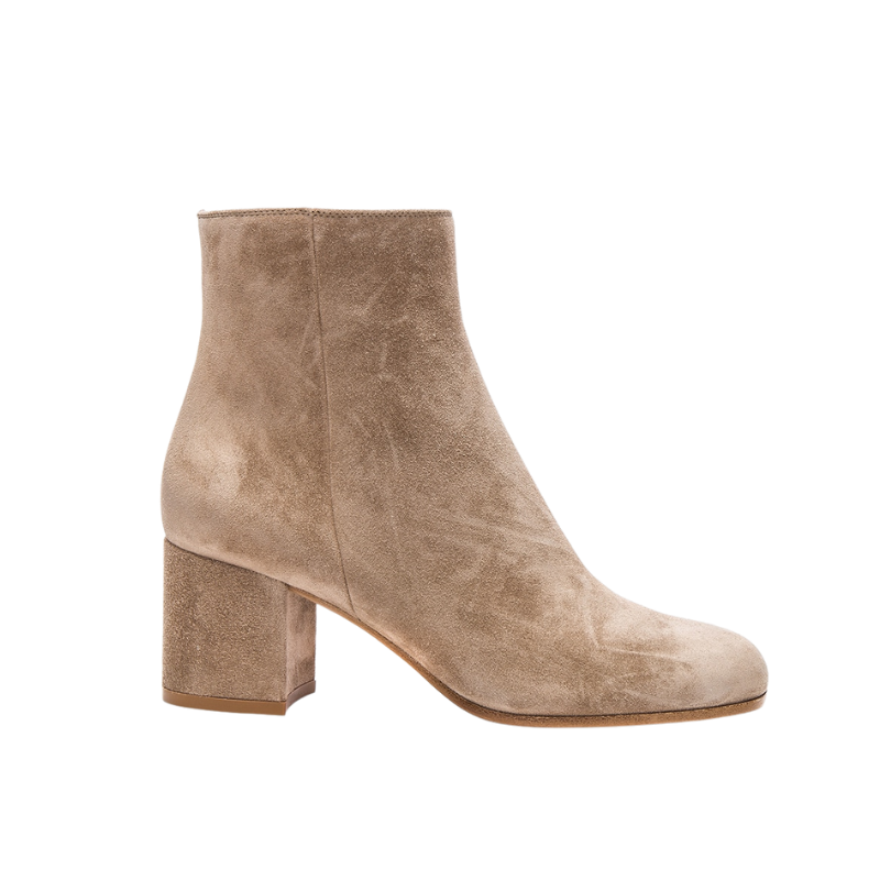 Dames Blokhak Enkellaarsjes – Beige Suède, Handgemaakt, Herfst/Winter