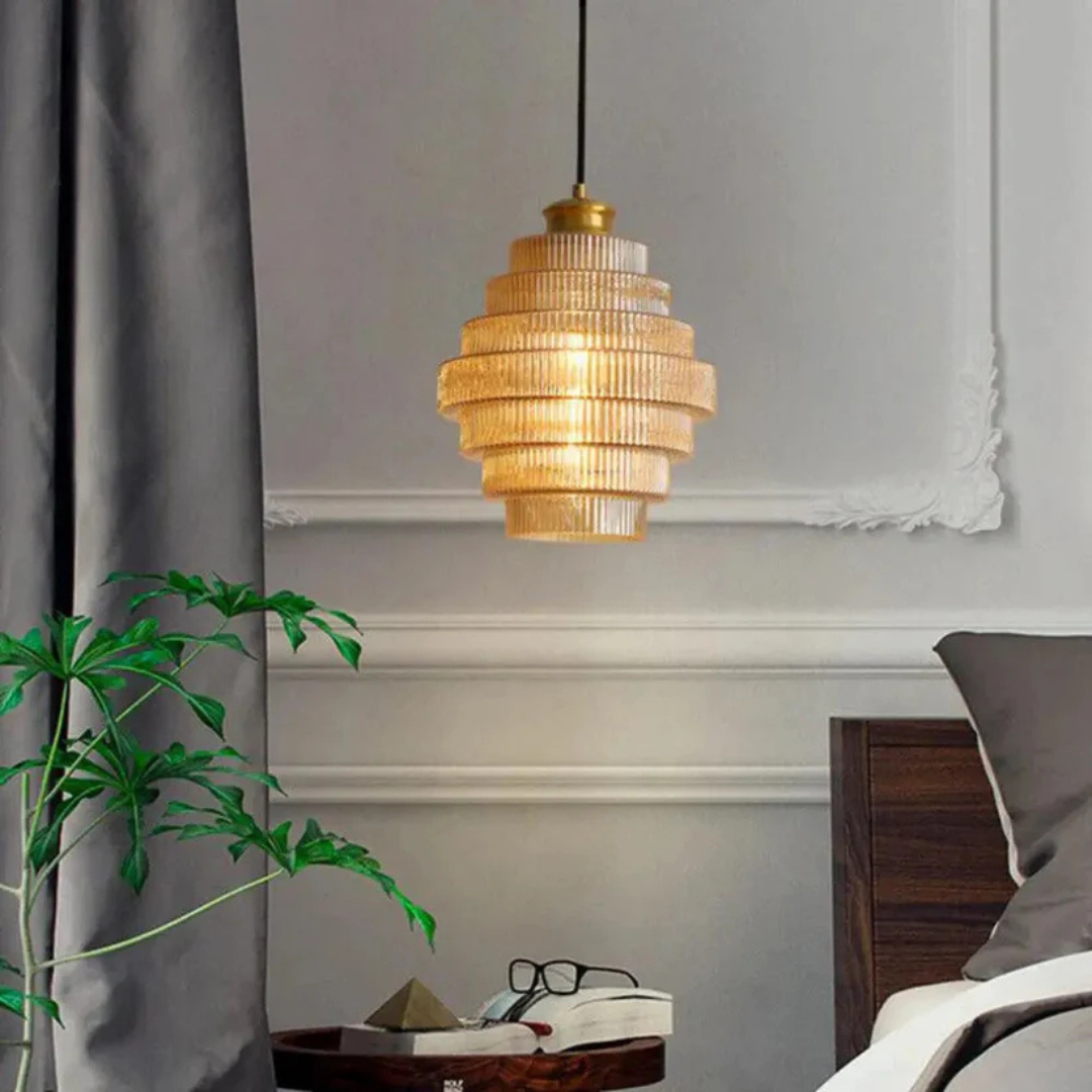 Retro Pendant Lamp – Glass and Brass, Modern Design for Living Room or Dining Room