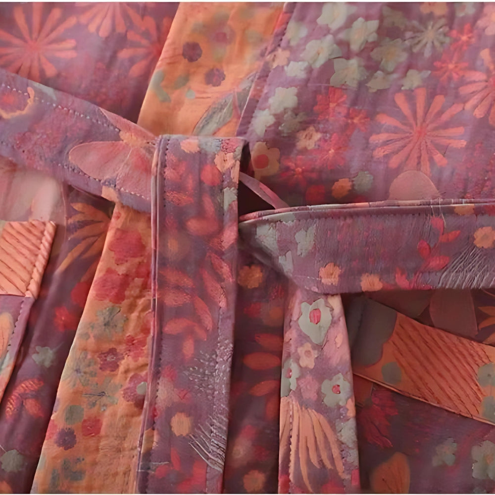 Badekåbe – Katoen, Retro Print, Sommerstil til Hjemmet eller Wellness