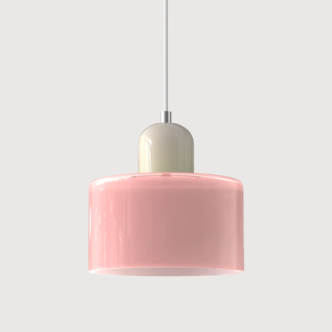 Retro Pendant Light – Dark Green and Orange Glass for a Dining Table or Reading Nook with Adjustable Hanging Length