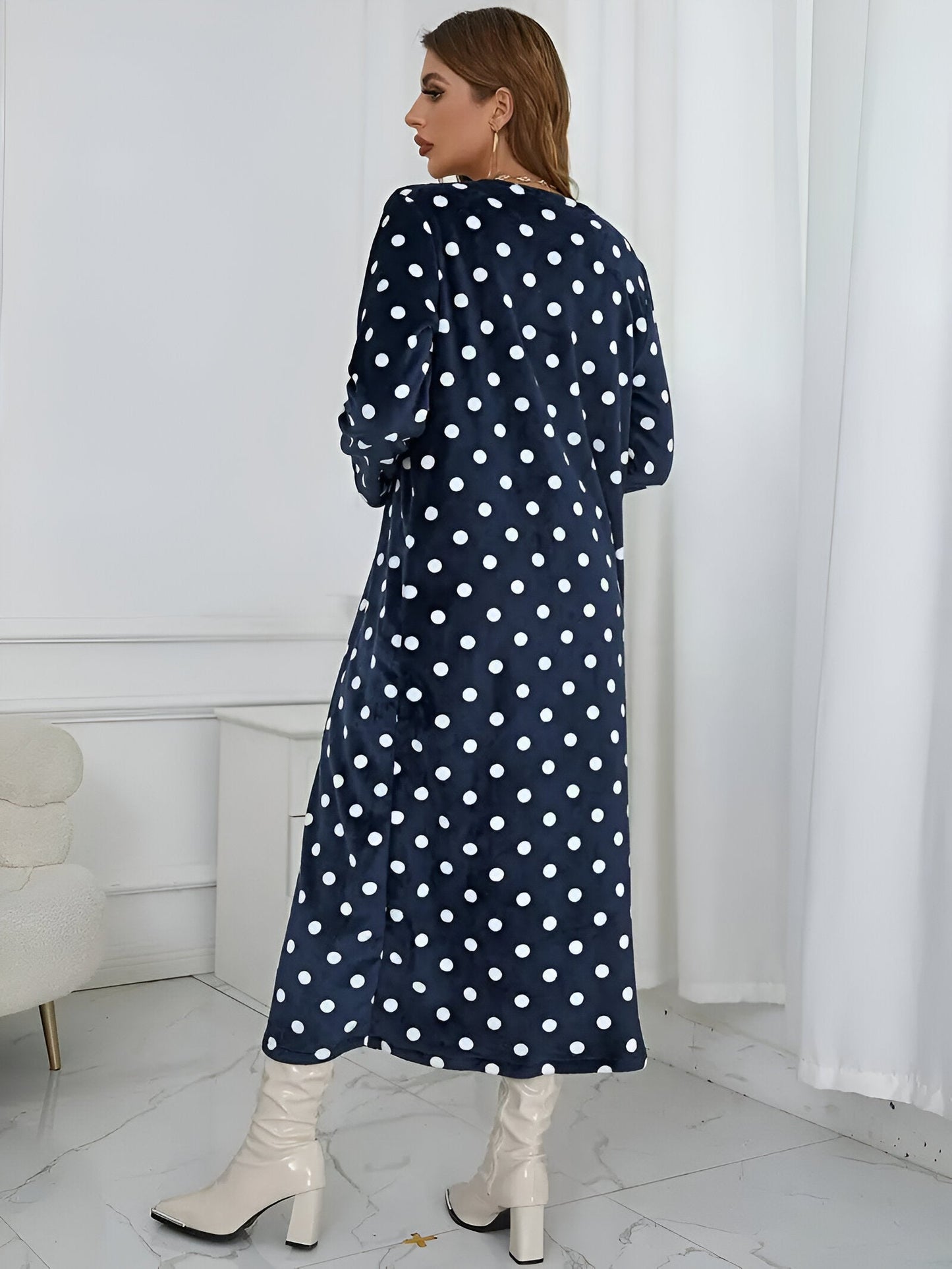 Lang cardigan til kvinder - Sort og hvid dalmatisk mønster, dyreprint, afslappet efterår/vinter