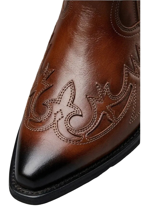 Cowboystøvler Unisex i Ægte Læder med Broderi – Westernstil