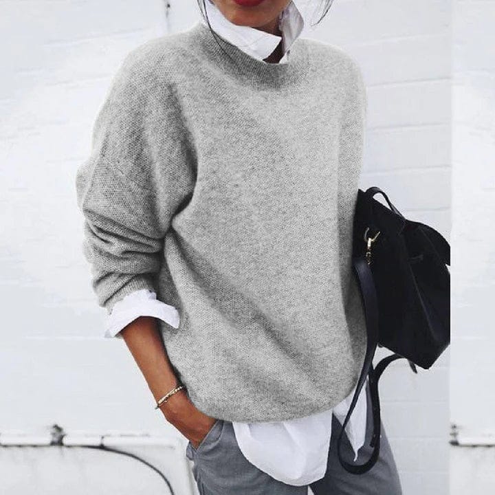 Løstsiddende damejumper med rund hals - behagelig uldjumper til afslappede og smarte outfits