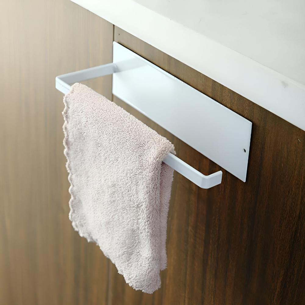 Adhesive Paper Towel Holder – Black, Minimalist Design for Kitchen or Bathroom