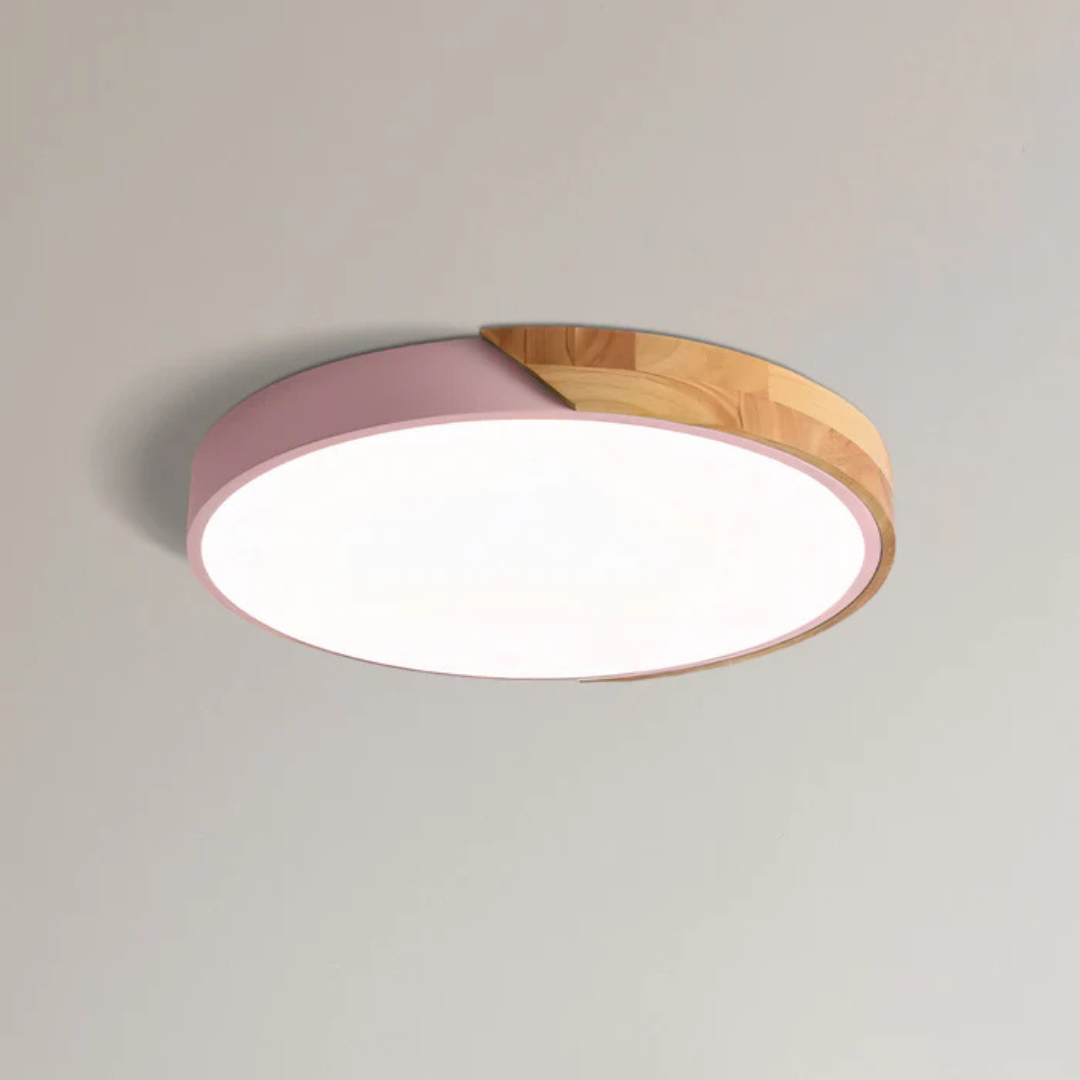 Scandinavian Wood LED Ceiling Lamp – Natural Wood, Modern Design for Bedroom or Living Room