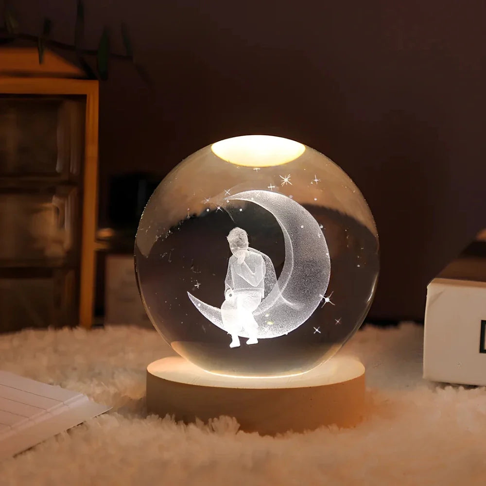Luminous Crystal Bal – Glas, Varm Hvid Belysning til Soveværelse eller Stue Dekoration