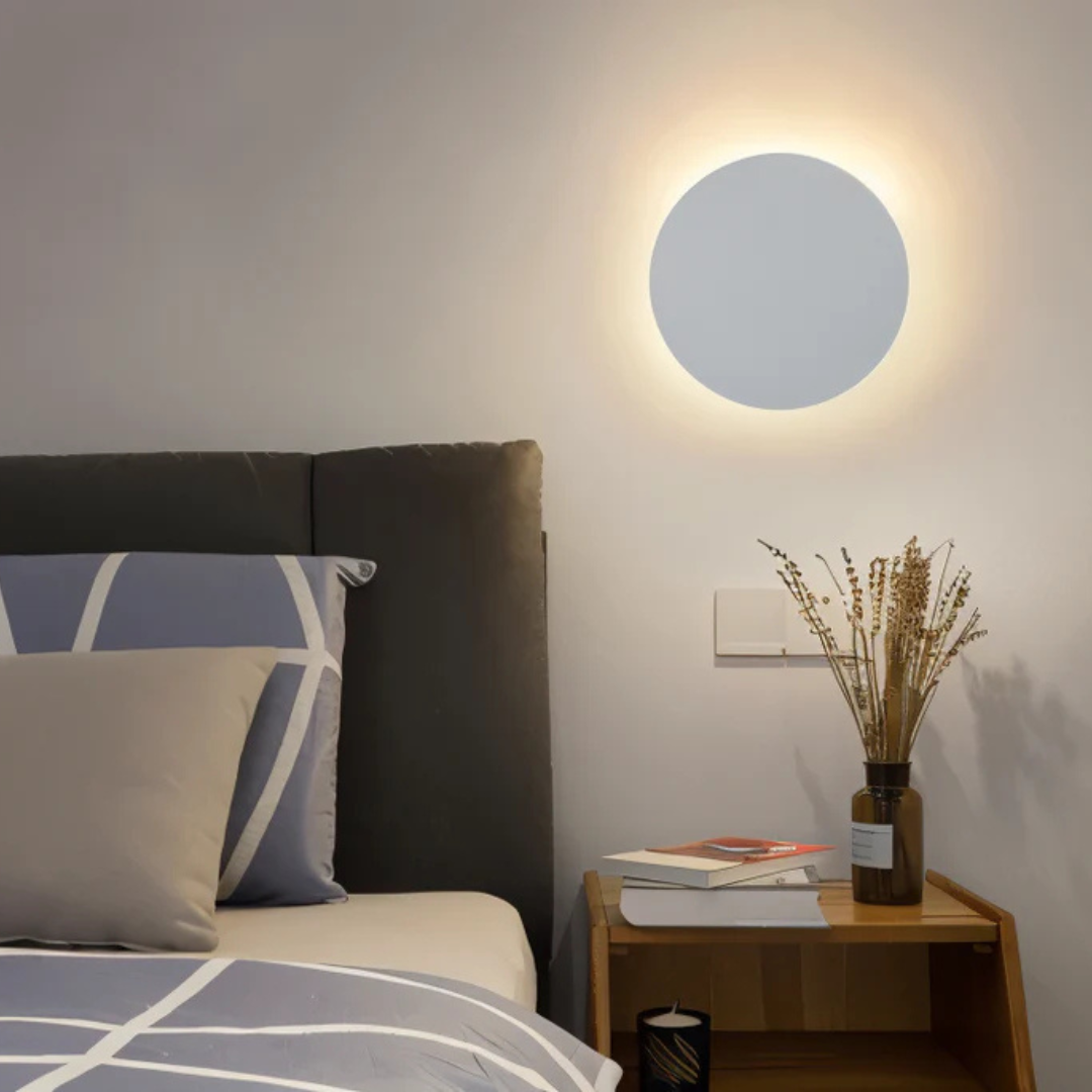 Round LED Wall Lamp – Black, Gold and White, Modern Lighting for Living Room or Bedroom