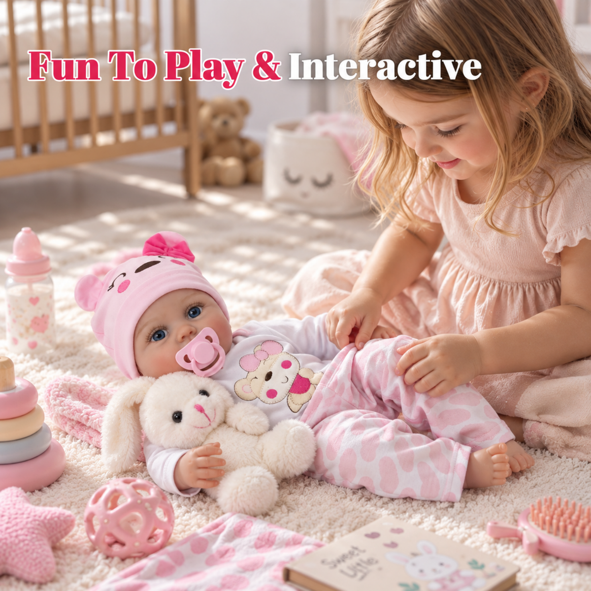 Realistic reborn newborn baby doll, 18 inch, hands and feet detail