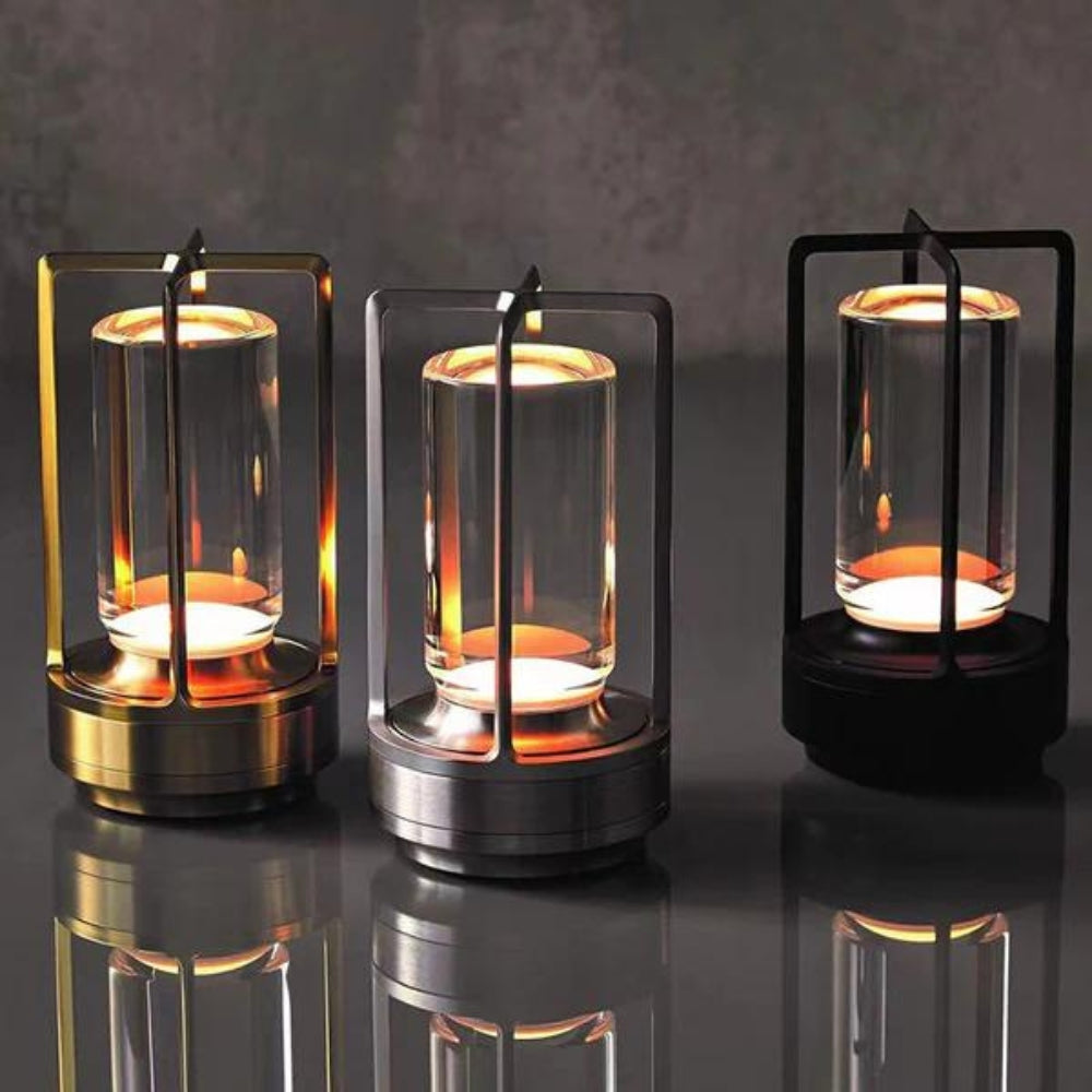 Trådløs bordlampe – sort metal, minimalistisk design til indendørs og udendørs dekoration