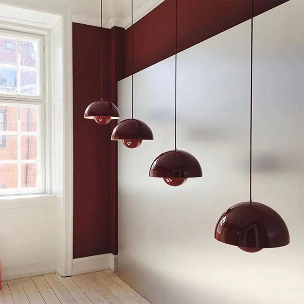 Scandinavian Pendant Light – Matte Black, Semi-Circular Shape for the Dining Room or Living Room