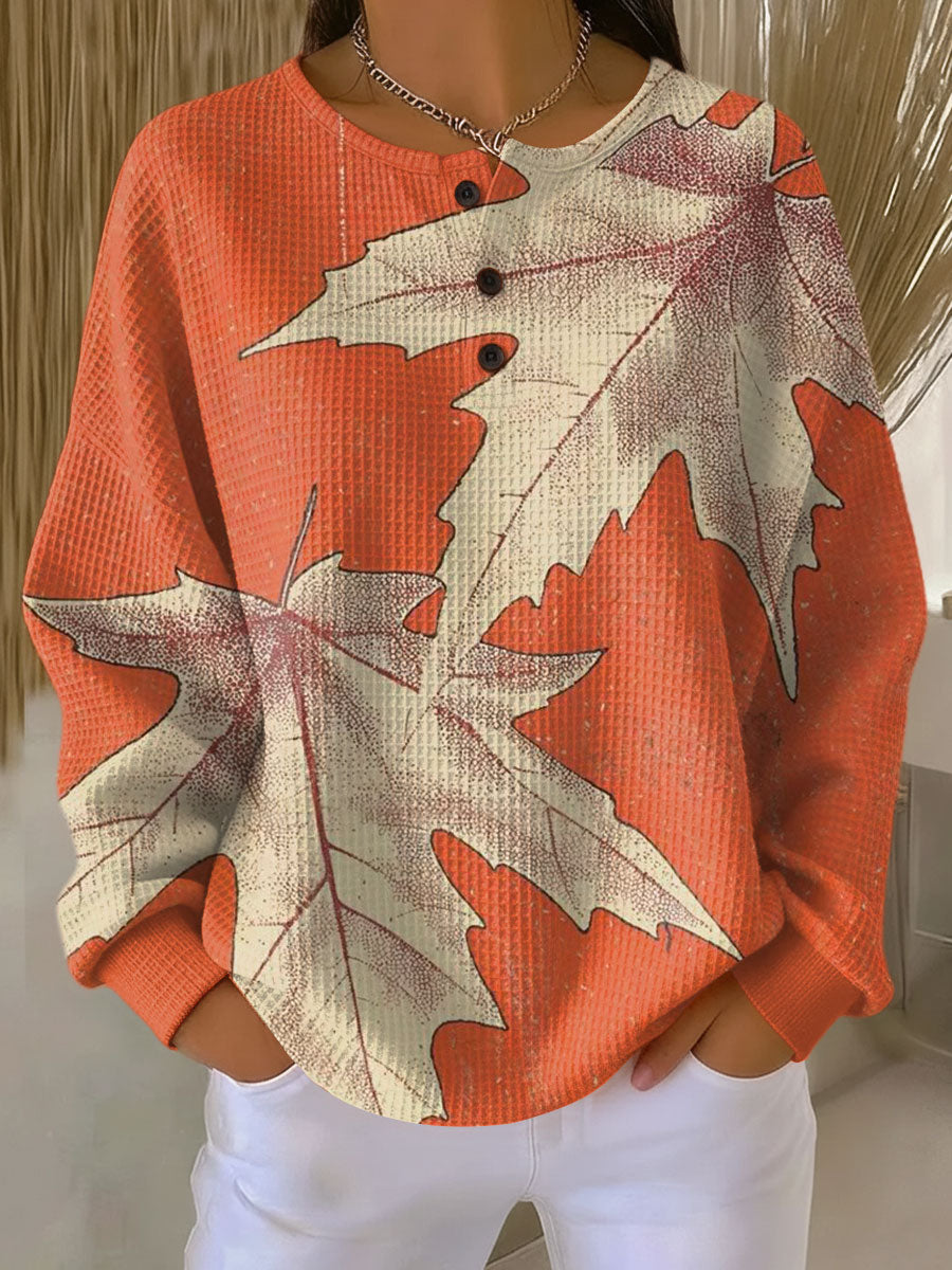 Dametrøje i Vaffelstrik – Varm Dobbeltstrikket Pullover