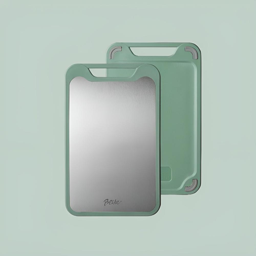 Double-sided Cutting Board – Stainless Steel and Rice Husk Fiber, Hygienic Design for Kitchen Use