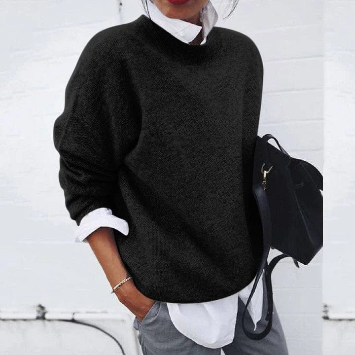 Løstsiddende damejumper med rund hals - behagelig uldjumper til afslappede og smarte outfits