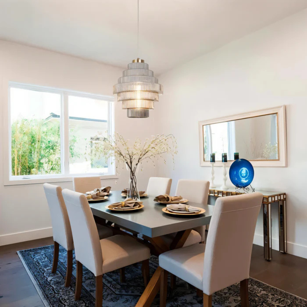 Retro Pendant Lamp – Glass and Brass, Modern Design for Living Room or Dining Room